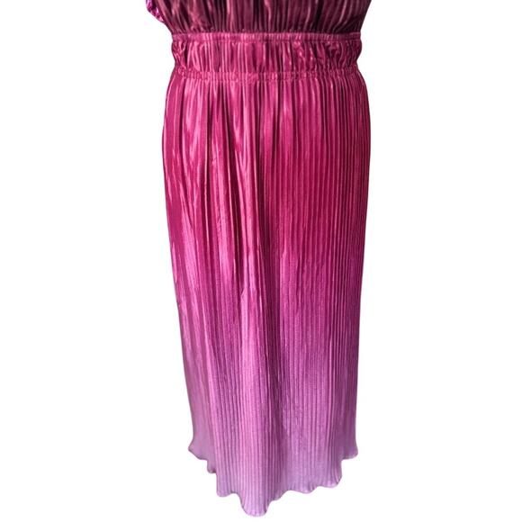 Anne Klein Purple/Pink Ombre Pleated Tie Neck Midi Cocktail Dress Size 4 NWT - Picture 5 of 10